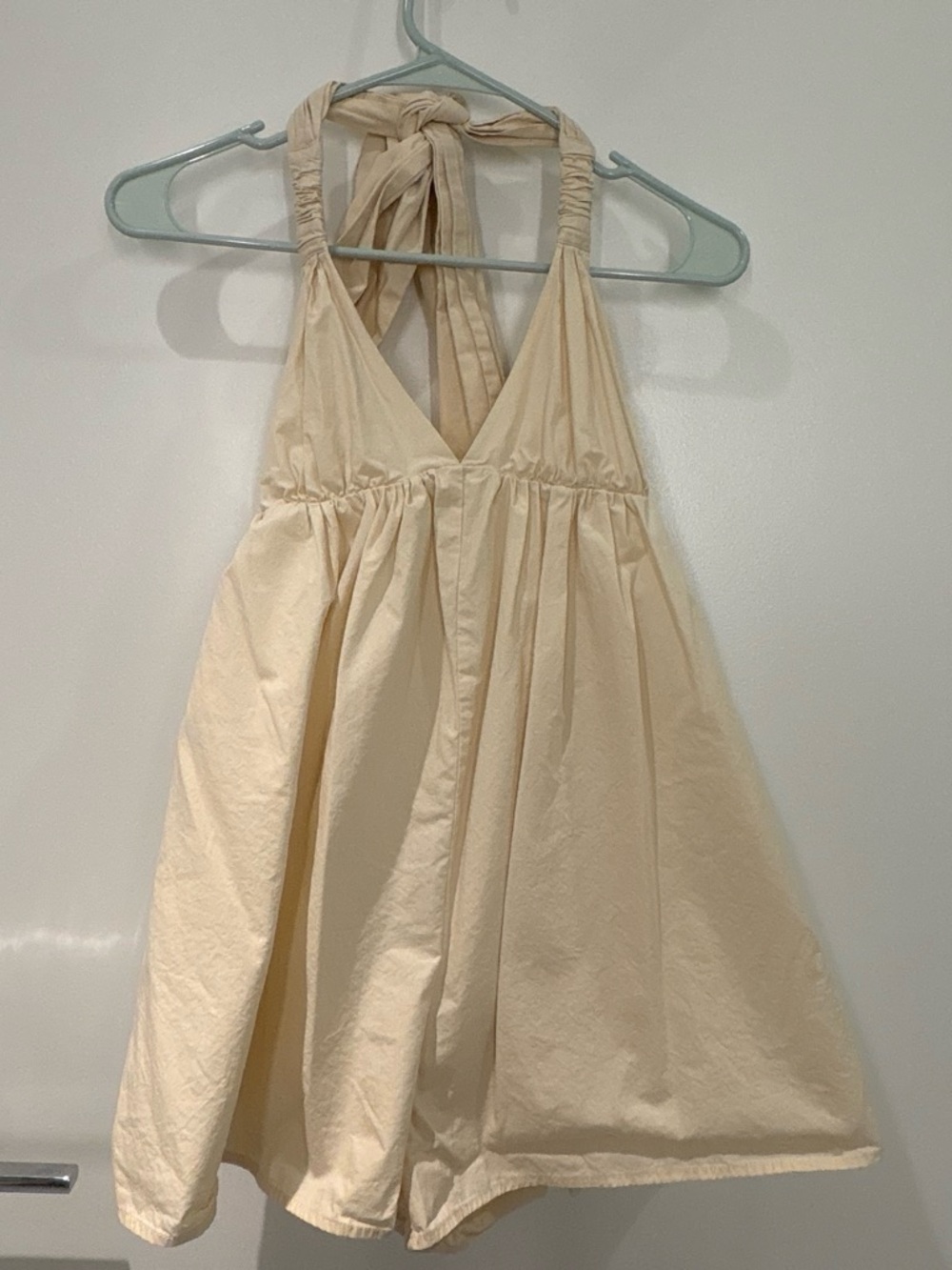 Lulu's Cream Halter Romper with Tie Back